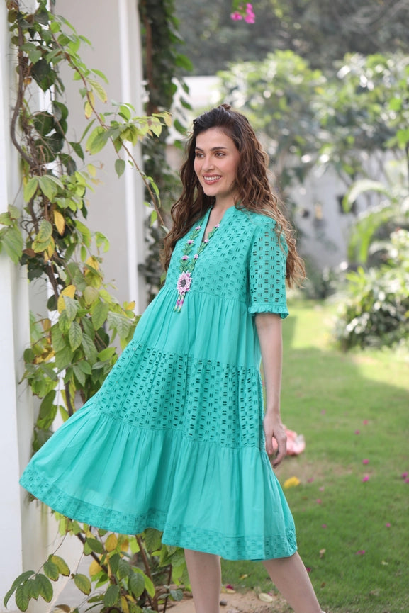 Heather Dress Luca Broderie-Dress-Naudic-XS-Green-Urbanheer