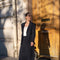 [Heather] High-Waisted Flared Midi Skirt with Belt Navy Blue-Skirt-Attentif Paris-S-Navy Blue-Urbanheer