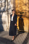 [Heather] High-Waisted Flared Midi Skirt with Belt Navy Blue-Skirt-Attentif Paris-S-Navy Blue-Urbanheer
