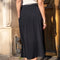 [Heather] High-Waisted Flared Midi Skirt with Belt Navy Blue-Skirt-Attentif Paris-S-Navy Blue-Urbanheer