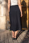 [Heather] High-Waisted Flared Midi Skirt with Belt Navy Blue-Skirt-Attentif Paris-S-Navy Blue-Urbanheer