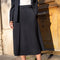 [Heather] High-Waisted Flared Midi Skirt with Belt Navy Blue-Skirt-Attentif Paris-S-Navy Blue-Urbanheer