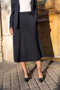 [Heather] High-Waisted Flared Midi Skirt with Belt Navy Blue-Skirt-Attentif Paris-S-Navy Blue-Urbanheer