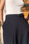 [Heather] High-Waisted Flared Midi Skirt with Belt Navy Blue-Skirt-Attentif Paris-S-Navy Blue-Urbanheer