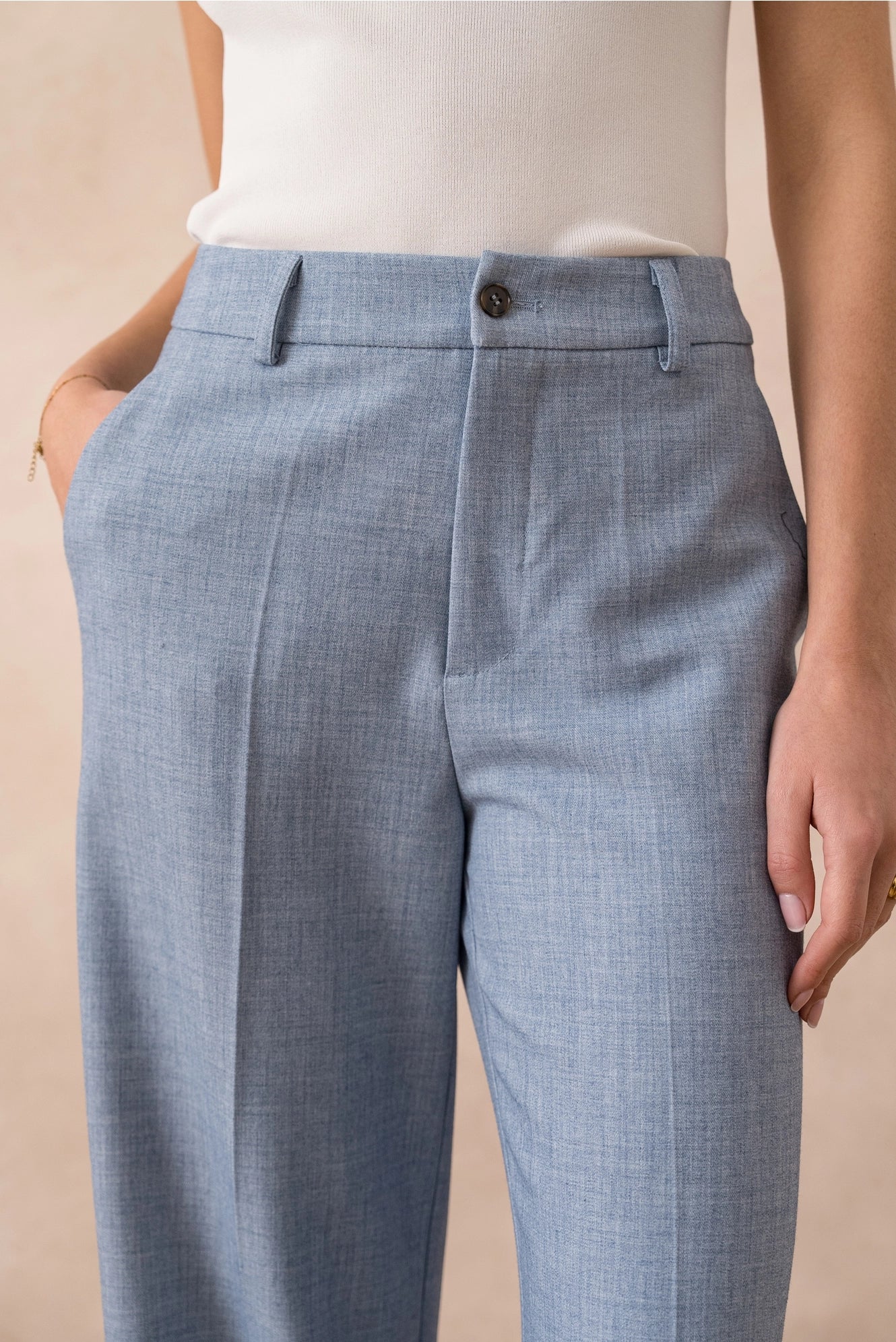 [Heather] Wide-Leg Tailored Trousers