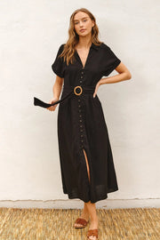 Heaven Sent Wicker Buckle Maxi Dress Black-Dress-Dress Forum-S-BLACK-Urbanheer