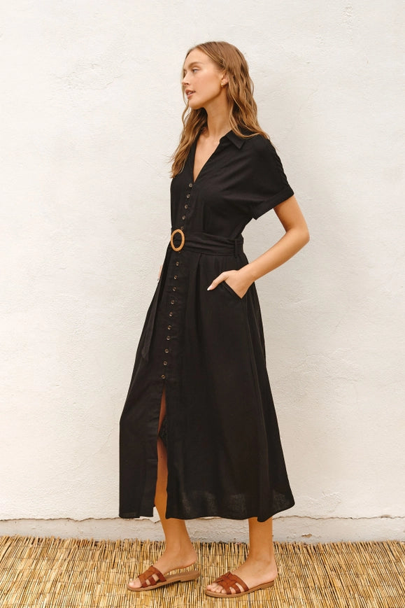 Heaven Sent Wicker Buckle Maxi Dress Black-Dress-Dress Forum-S-BLACK-Urbanheer