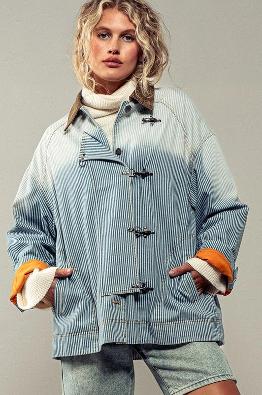 Heavy Handed Denim Jacket DENIM STRIPE-Jacket-Urban Daizy-S/M-Urbanheer