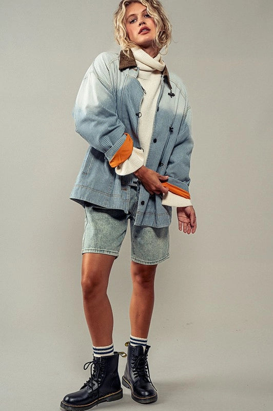 Heavy Handed Denim Jacket DENIM STRIPE-Jacket-Urban Daizy-S/M-Urbanheer