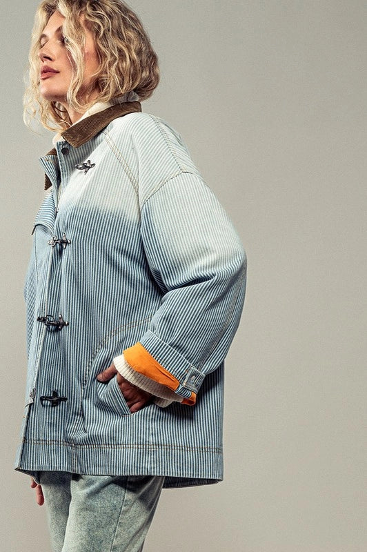 Heavy Handed Denim Jacket DENIM STRIPE-Jacket-Urban Daizy-S/M-Urbanheer