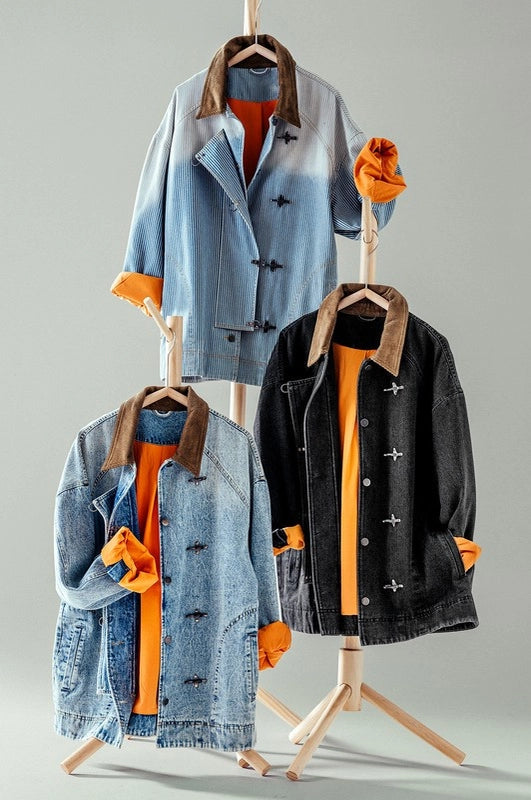 Heavy Handed Denim Jacket DENIM STRIPE-Jacket-Urban Daizy-S/M-Urbanheer