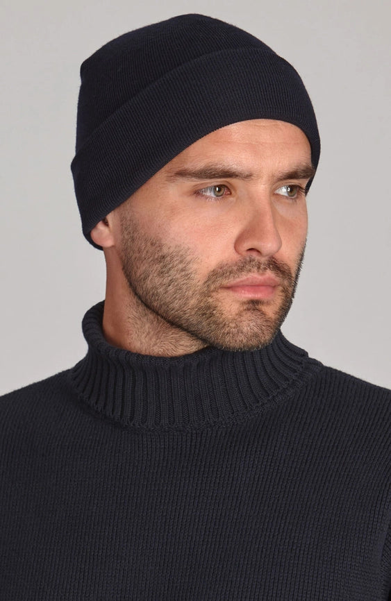Heavyweight Extra Fine Merino Watch Cap-Caps-Paul James Knitwear-Regular-Black-Urbanheer