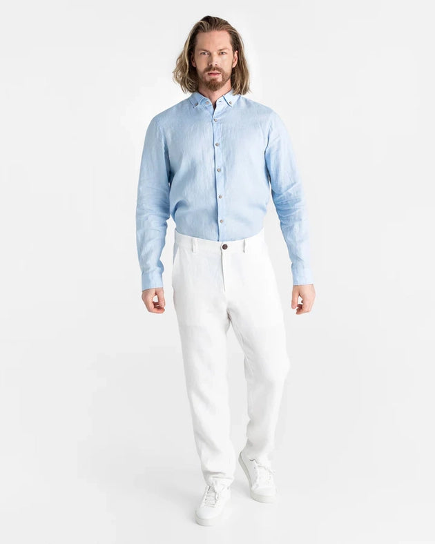 Heavyweight Men's Linen Pants Morcote in White-Pants-MagicLinen-S-Urbanheer