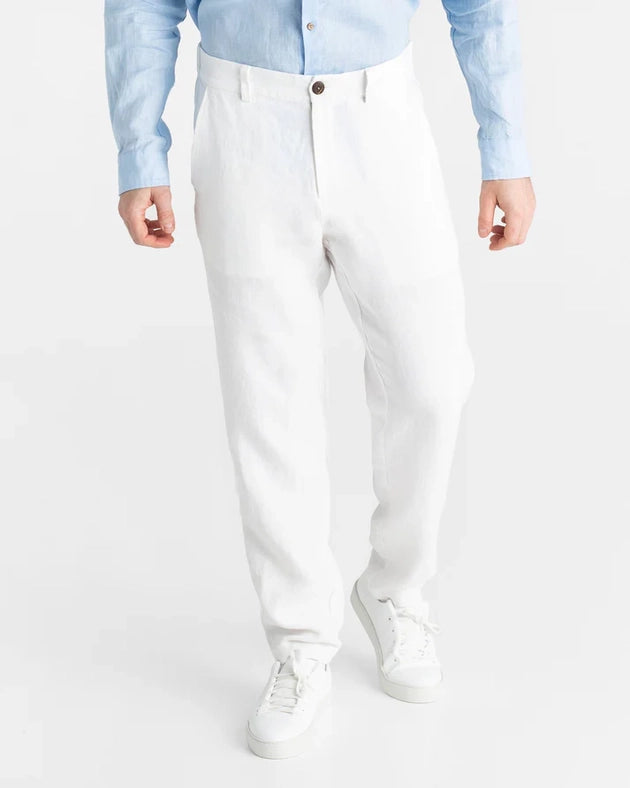 Heavyweight Men's Linen Pants Morcote in White-Pants-MagicLinen-S-Urbanheer