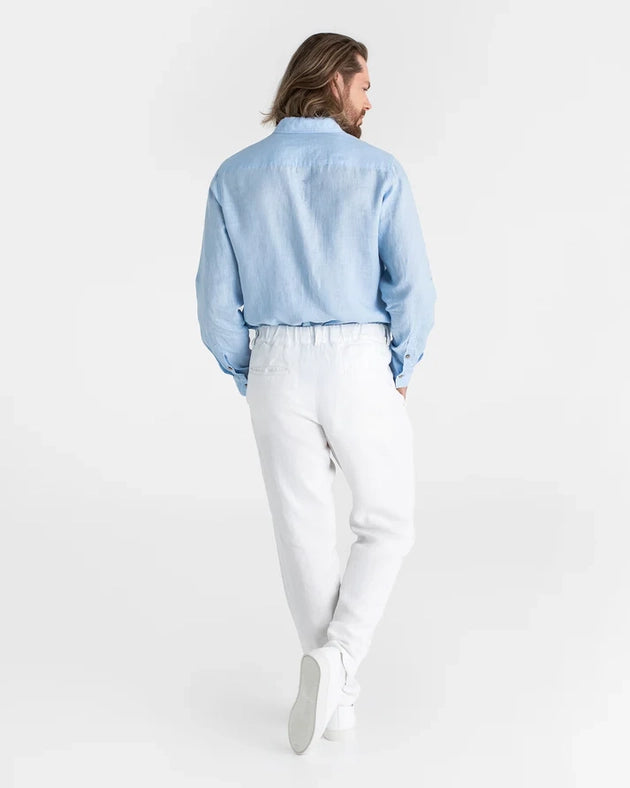 Heavyweight Men's Linen Pants Morcote in White-Pants-MagicLinen-S-Urbanheer