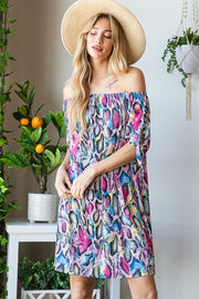 Heimish Full Size Off Shoulder Snake Mini Dress-Heimish-Multi-S-Urbanheer