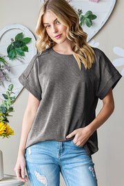 Heimish Full Size Short Sleeve Round Neck T-Shirt-Heimish-Charcoal-S-Urbanheer