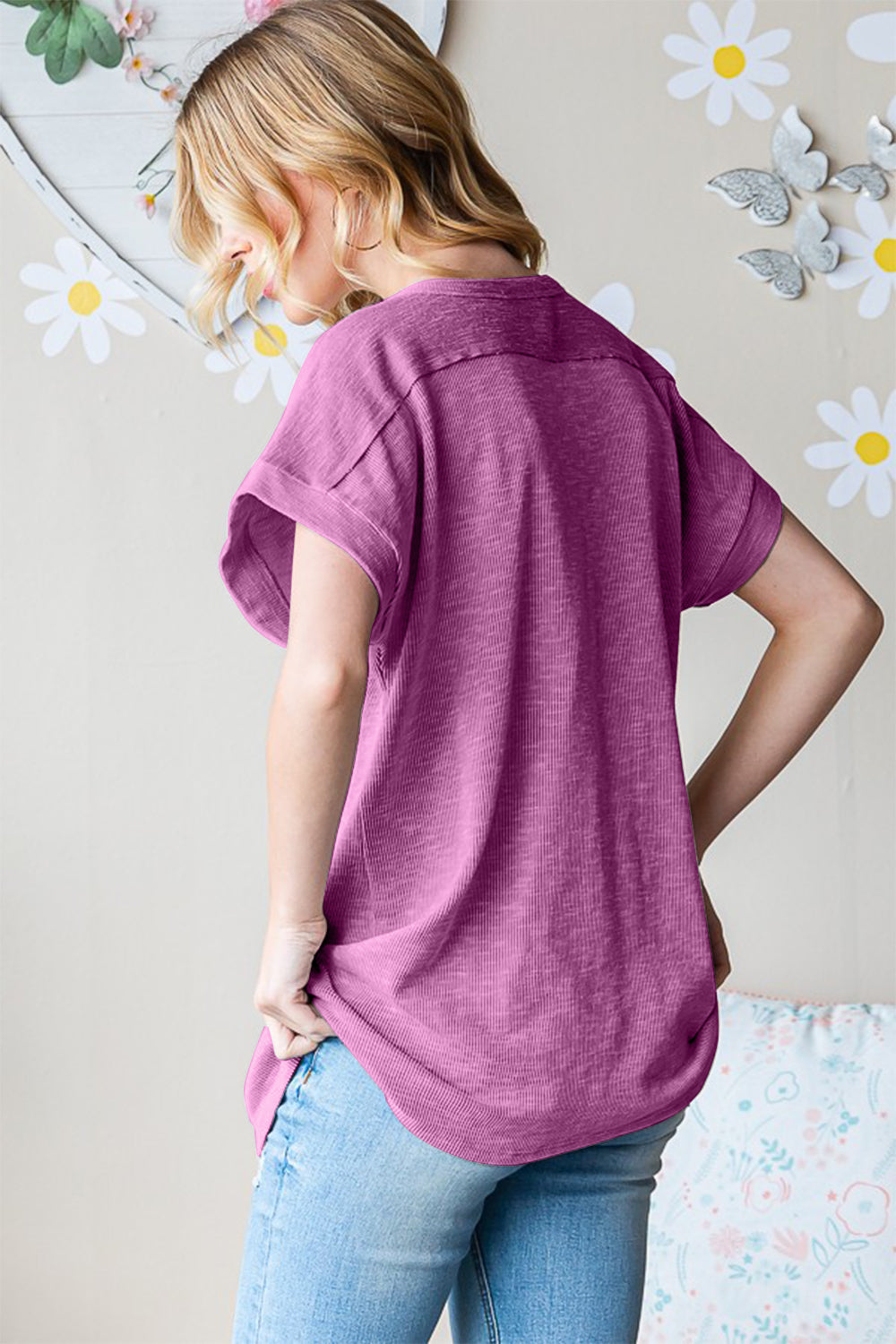 Heimish Full Size Short Sleeve Round Neck T-Shirt-Heimish-Magenta-S-Urbanheer