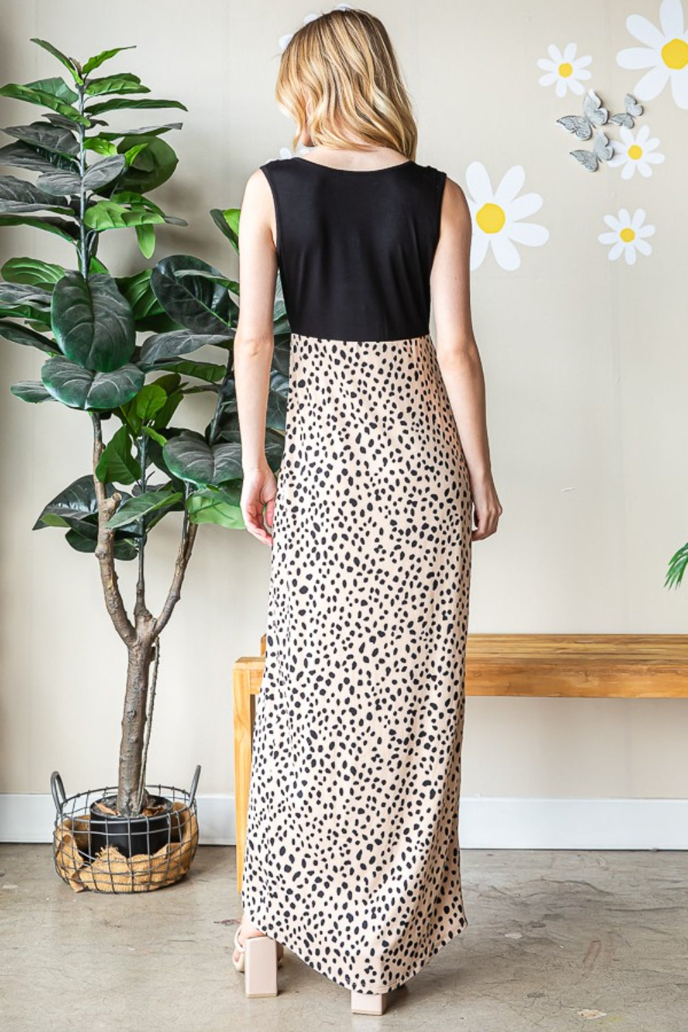 Heimish Full Size Slit Animal Print V-Neck Wide Strap Dress-Heimish-Khaki/Black-S-Urbanheer