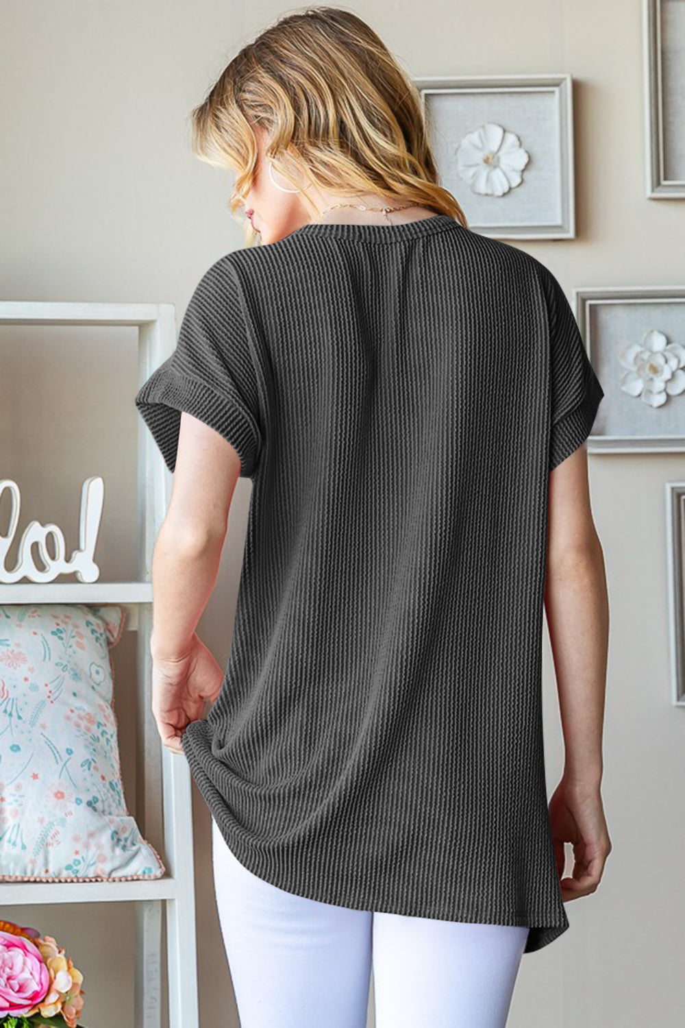 Heimish Full Size USA Graphic Short Sleeve Ribbed Top-Heimish-Charcoal-S-Urbanheer