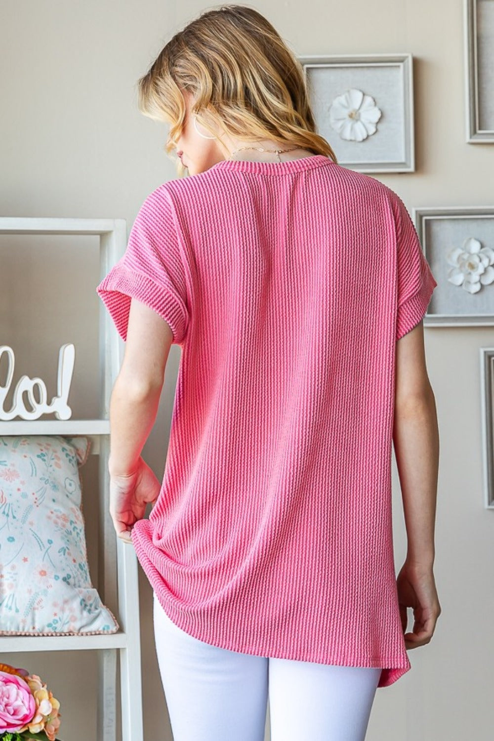 Heimish Full Size USA Graphic Short Sleeve Ribbed Top-Heimish-Coral-S-Urbanheer