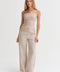 Helen Linen Wide Leg Pants - Oatmeal