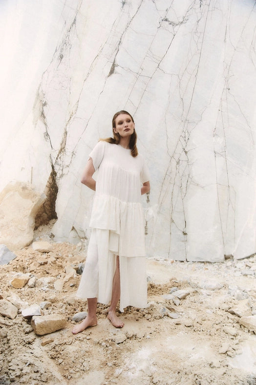 Her Own Hero Dress - with Round Frayed Neckline MILK-Dress-A Perfect Nomad-S-Urbanheer