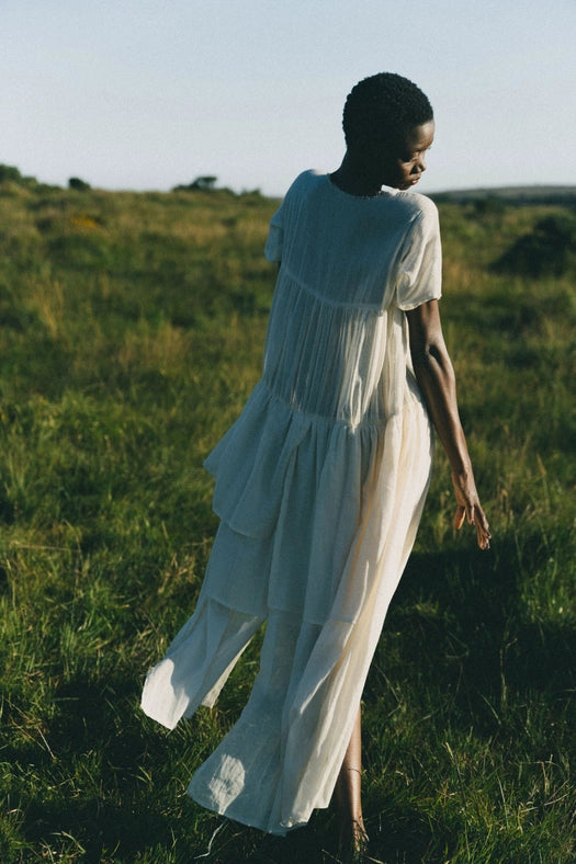 Her Own Hero Dress - with Round Frayed Neckline MILK-Dress-A Perfect Nomad-S-Urbanheer