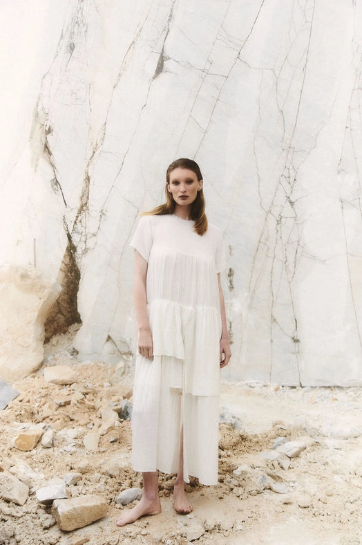 Her Own Hero Dress - with Round Frayed Neckline MILK-Dress-A Perfect Nomad-S-Urbanheer