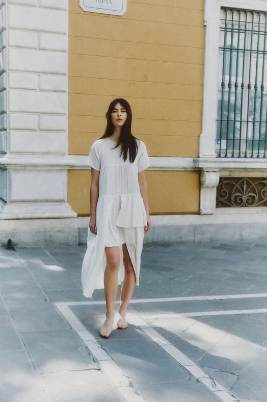 Her Own Hero Dress - with Round Frayed Neckline MILK-Dress-A Perfect Nomad-S-Urbanheer