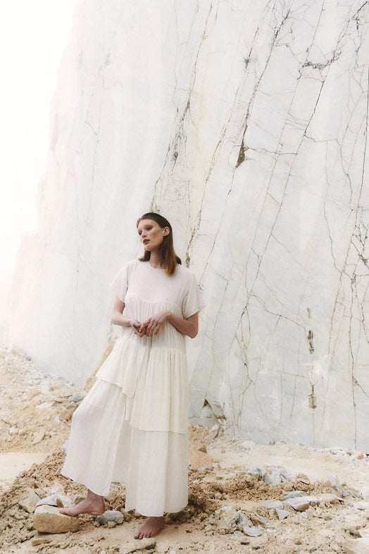 Her Own Hero Dress - with Round Frayed Neckline MILK-Dress-A Perfect Nomad-S-Urbanheer