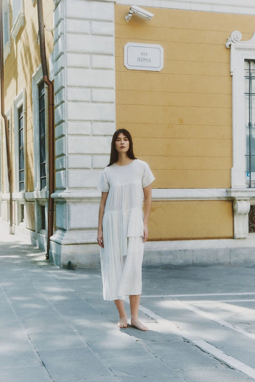 Her Own Hero Dress - with Round Frayed Neckline MILK-Dress-A Perfect Nomad-S-Urbanheer