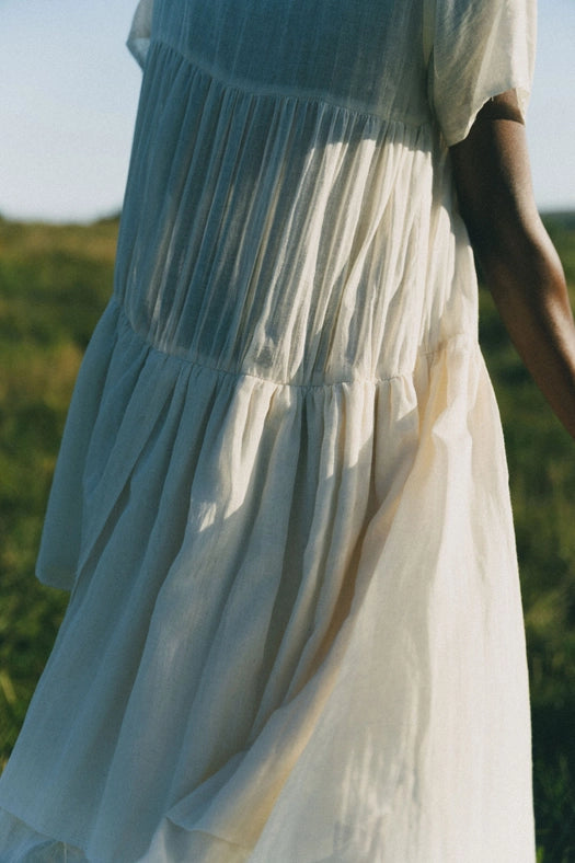 Her Own Hero Dress - with Round Frayed Neckline MILK-Dress-A Perfect Nomad-S-Urbanheer