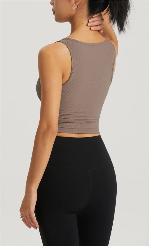 Hera Molded Cup Ribbed Everyday Tank Top Hot Cocoa-Tank Tops-91thelabel-S-Urbanheer