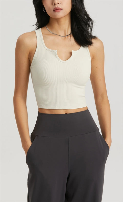 Hera Molded Cup Ribbed Everyday Tank Top Ivory-Tank Tops-91thelabel-S-Urbanheer