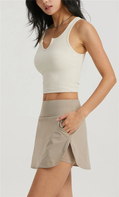 Hera Molded Cup Ribbed Everyday Tank Top Ivory-Tank Tops-91thelabel-S-Urbanheer
