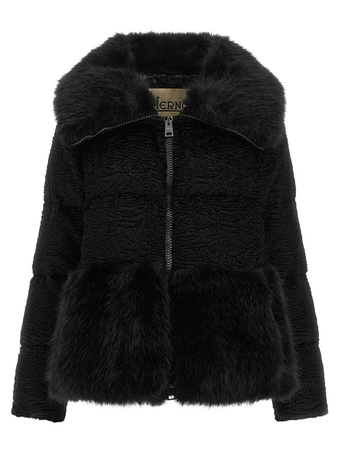 Herno Black Astrakhan Effect Jacket