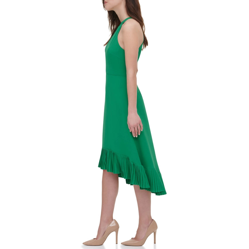 Hi-Low Halter Top Midi Trop Green-Dress-Kensie Dresses-2-Urbanheer