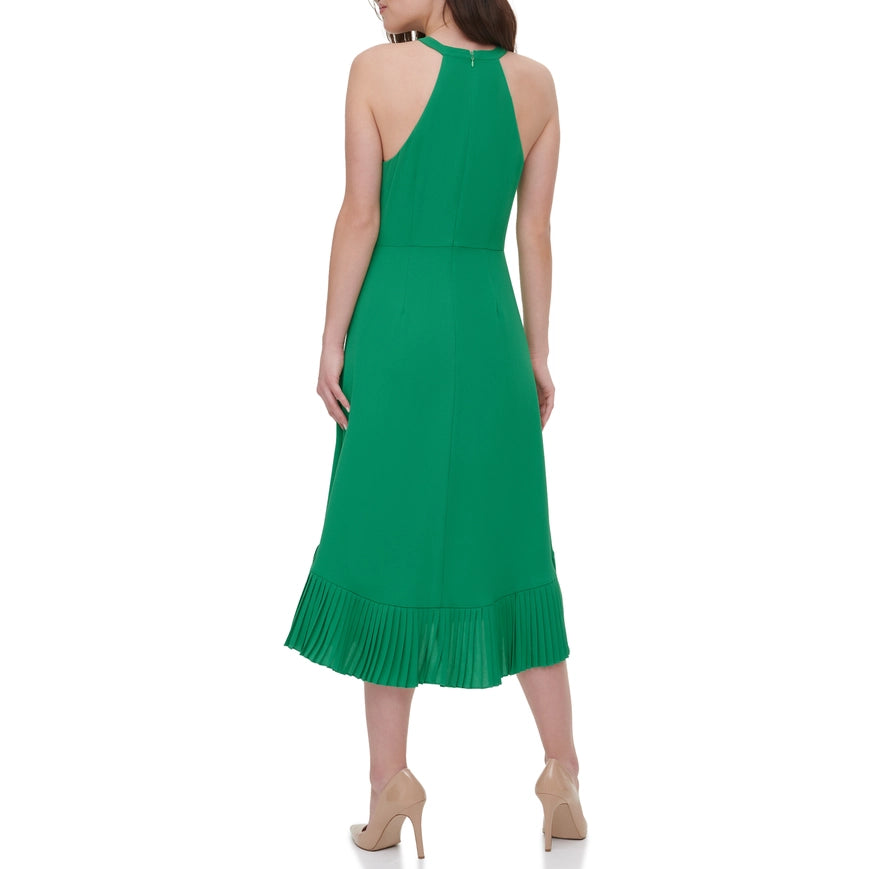 Hi-Low Halter Top Midi Trop Green-Dress-Kensie Dresses-2-Urbanheer