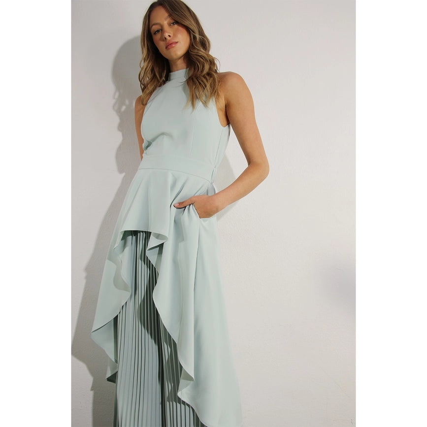 Hi-Low Hem Dressy Top and Pleated Pants Set SKY MINT-Set-Mulla-S-SKY MINT-Urbanheer