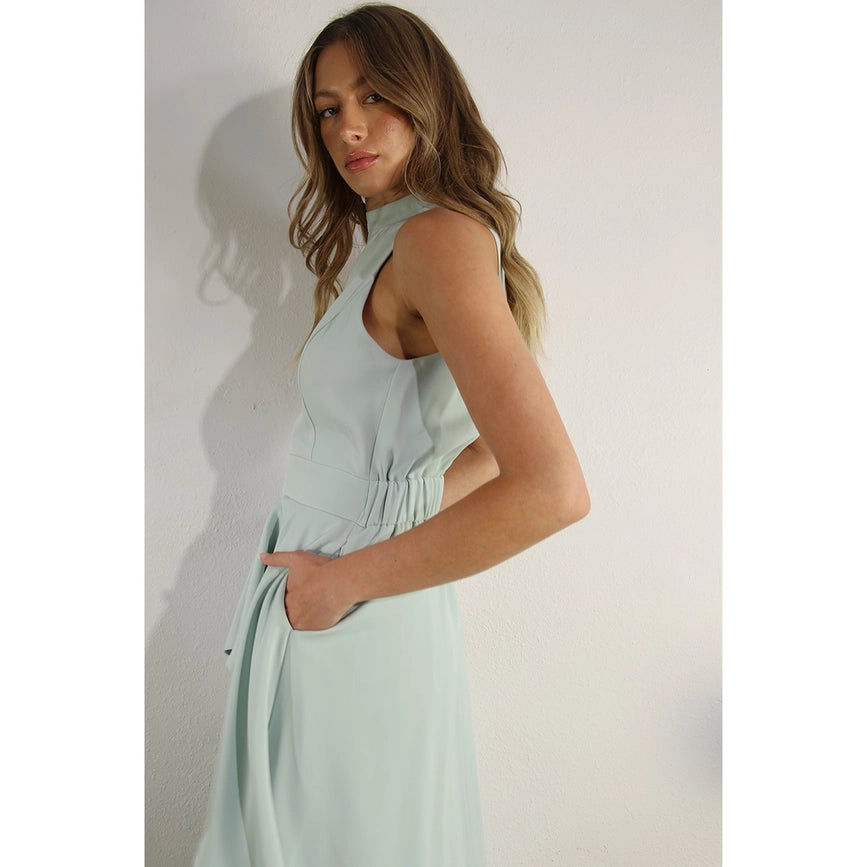 Hi-Low Hem Dressy Top and Pleated Pants Set SKY MINT-Set-Mulla-S-SKY MINT-Urbanheer