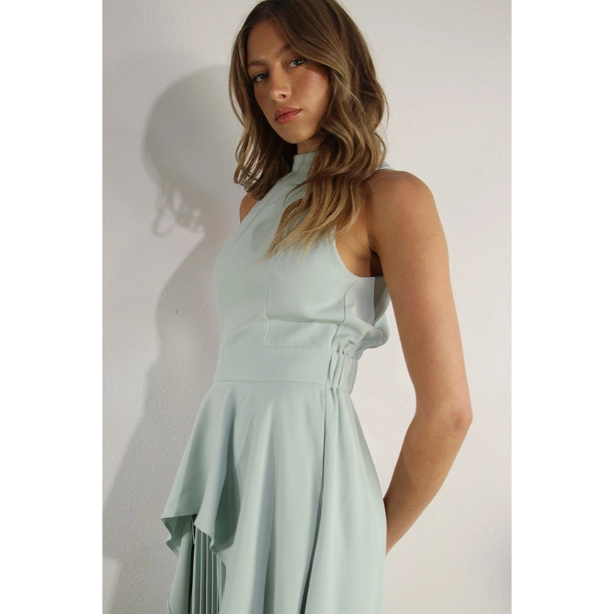 Hi-Low Hem Dressy Top and Pleated Pants Set SKY MINT-Set-Mulla-S-SKY MINT-Urbanheer