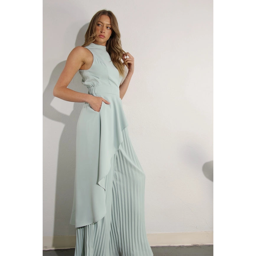 Hi-Low Hem Dressy Top and Pleated Pants Set SKY MINT-Set-Mulla-S-SKY MINT-Urbanheer