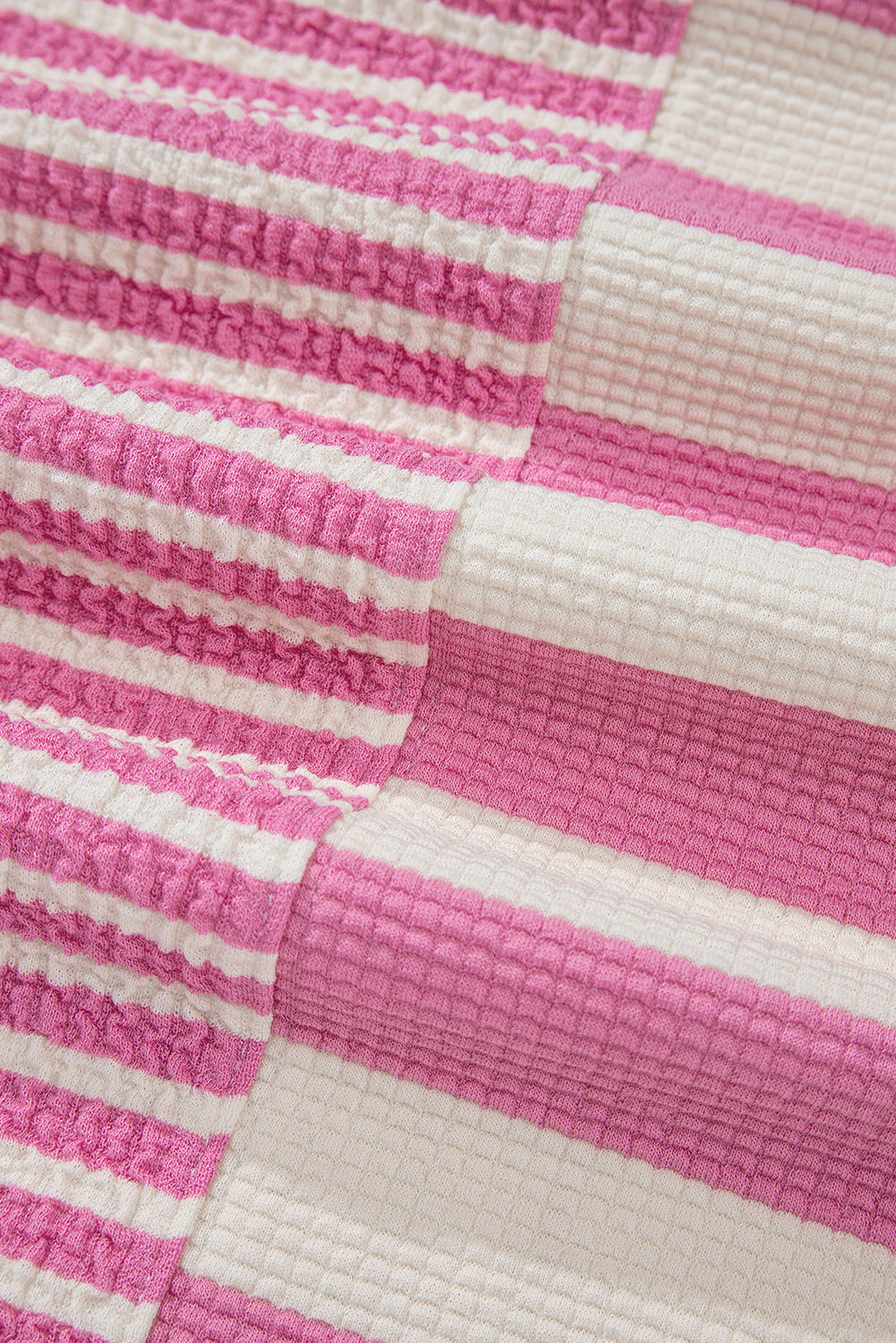 High-Low Striped Round Neck Short Sleeve T-Shirt-Street 360-Pink-S-Urbanheer