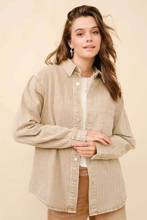 High Luxury Embellished Sparkle Stone Stripe Jacket CAMEL-Jacket-Blue B-S-CAMEL-Urbanheer