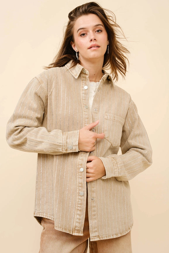 High Luxury Embellished Sparkle Stone Stripe Jacket CAMEL-Jacket-Blue B-S-CAMEL-Urbanheer
