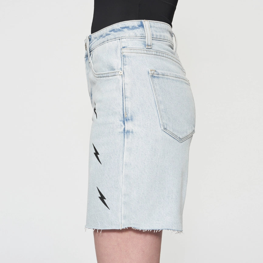 High Rise Bermuda Denim Shorts with Raw Hem-Bermuda Shorts-BAYEAS-XS-BABY BLUE-Urbanheer