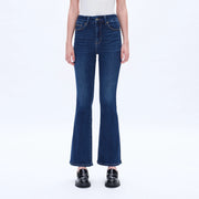 High Rise Bootcut Jeans with Finished Hem DEEP SEA-Jeans-BAYEAS-24-DEEP SEA-Urbanheer