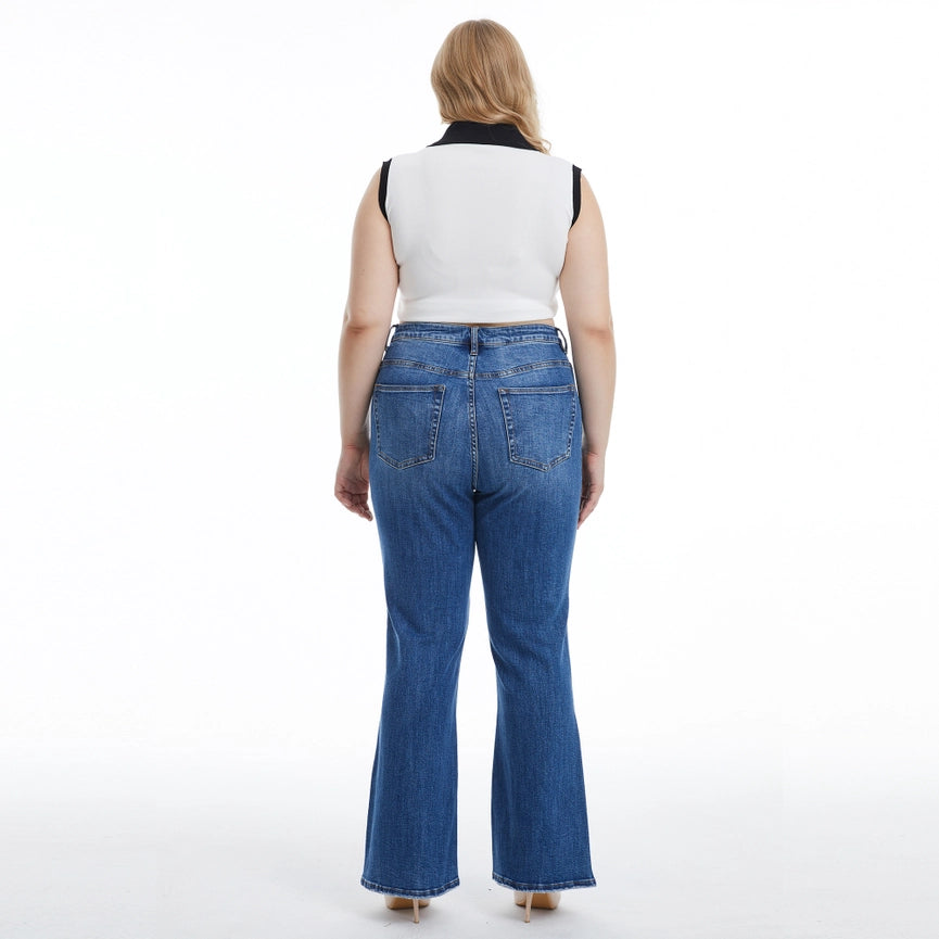 High Rise Bootcut Jeans with Finished Hem MARINE-Jeans-BAYEAS-14w-MARINE-Urbanheer