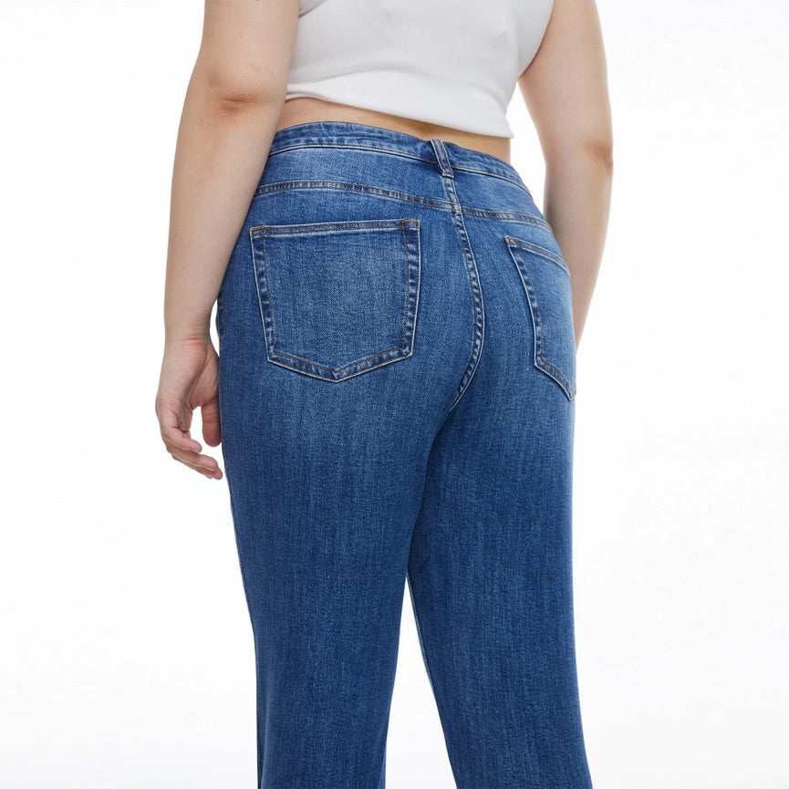 High Rise Bootcut Jeans with Finished Hem MARINE-Jeans-BAYEAS-14w-MARINE-Urbanheer